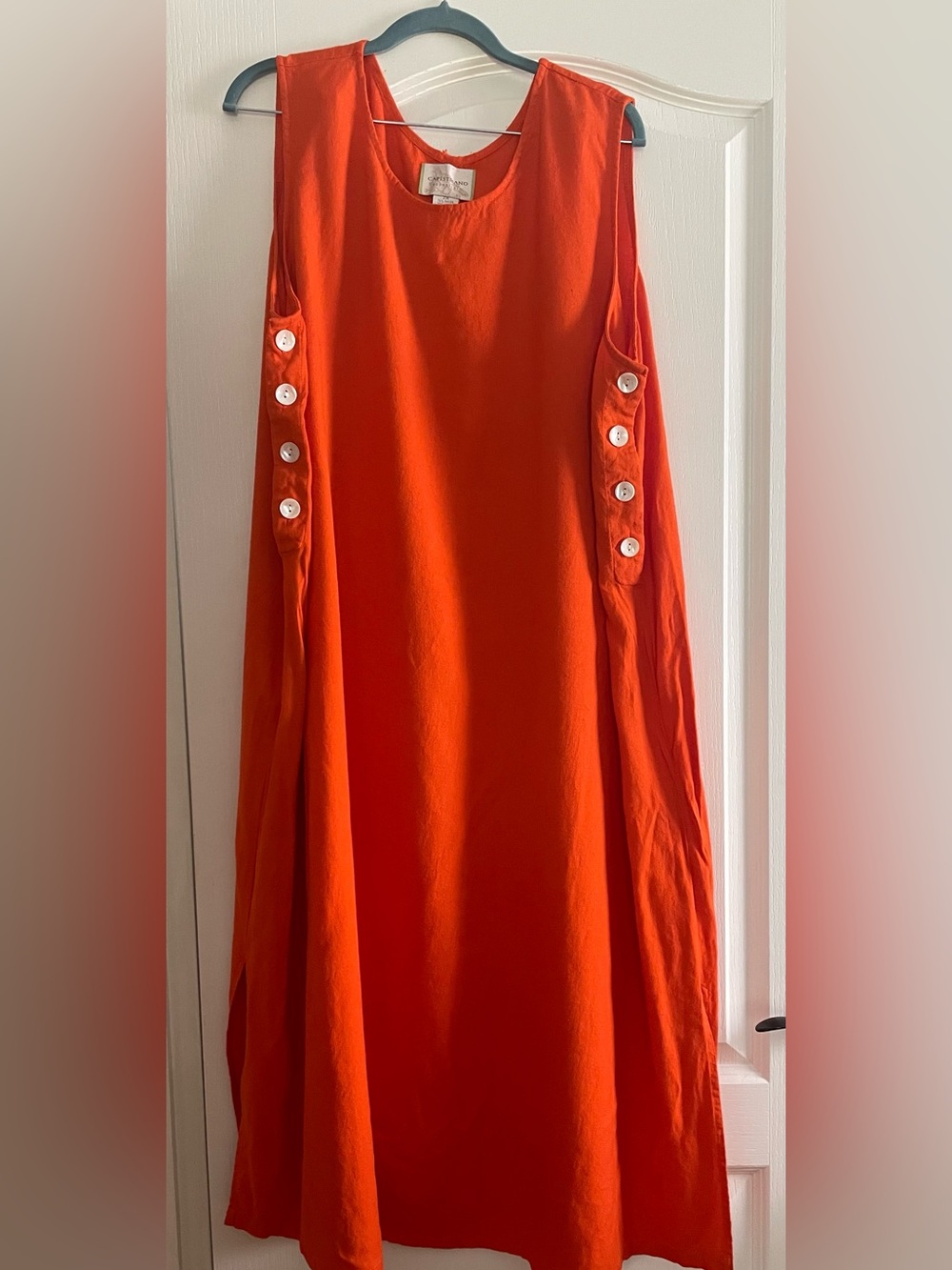 Capistrano Essentials Orange Sleeveless Maxi Sheath Dress Linen Blend Women’s 2X
